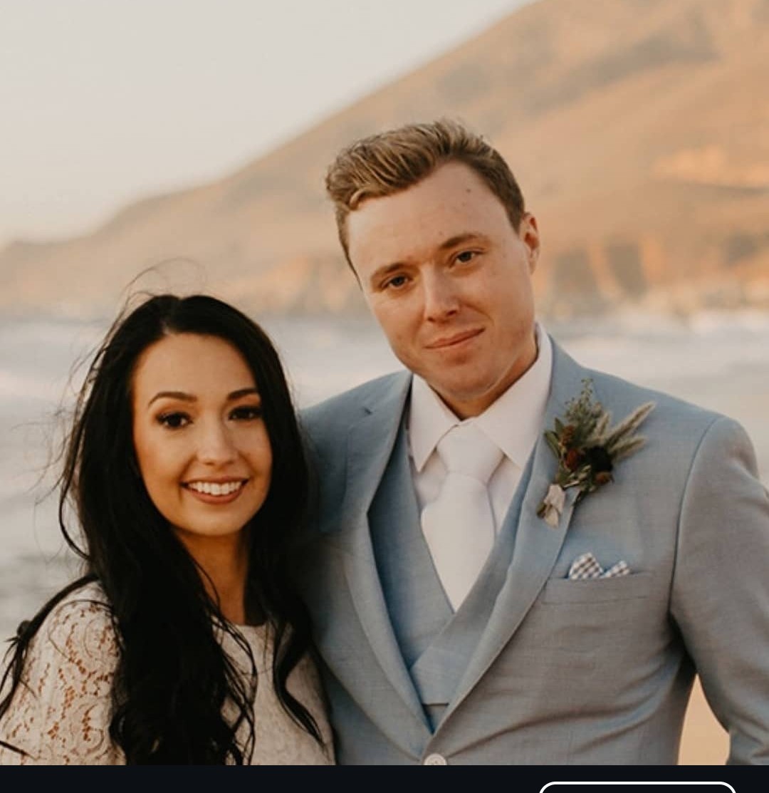 Woody Wilson light blue three-piece beach wedding